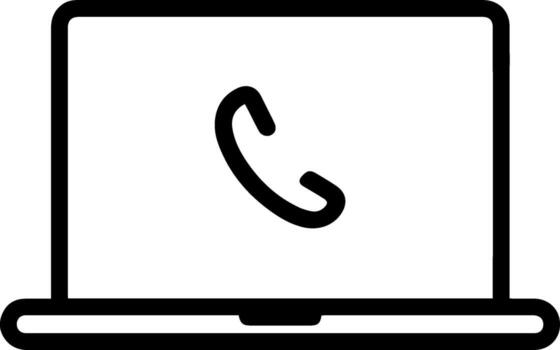 Video-calls. Communication via connection. Simple illustration of laptop with call icon on screen. vector