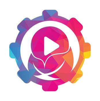 Leaf play button icon vector