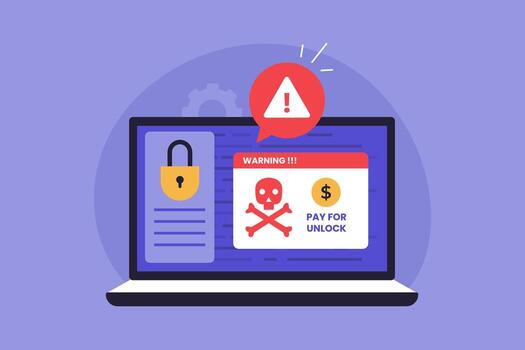 Ransomware Attack and Data Encryption Illustration vector