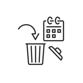 expiration date of open package icon, open jar and clock, thin line symbol - editable stroke vector