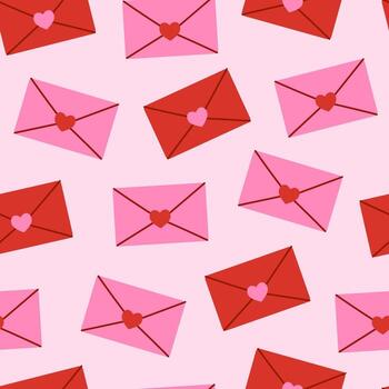 sencillo sin costura modelo con amor sobres en rojo y rosado colores. gráficos. vector