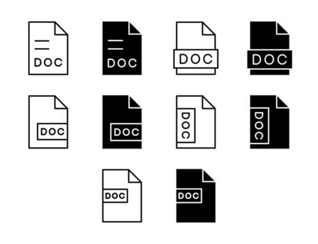 Document UI Icon Set Solid and Line Paper Content Style Collection vector
