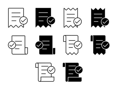 factura ui icono conjunto sólido y línea cuenta pago estilo colección vector