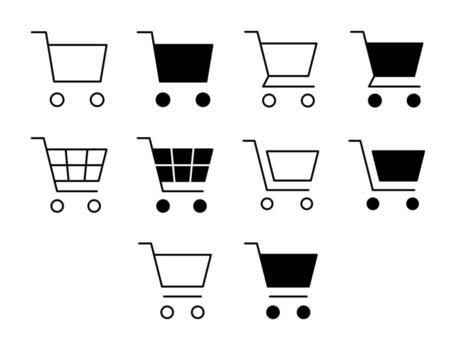 Shopping Cart UI Icon Set Solid and Line Purchase E-commerce vector