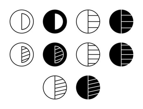 Contrast UI Icon Set Solid and Line Adjust Color Style Collection vector