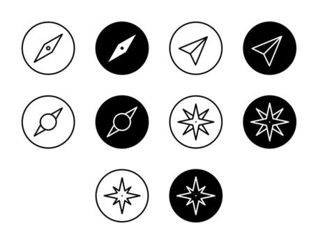Compass UI Icon Set Solid and Line Navigation Travel Style Collection vector