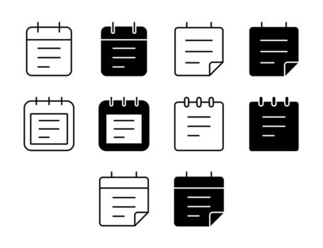 calendario ui icono conjunto sólido y línea plan organizador estilo colección vector