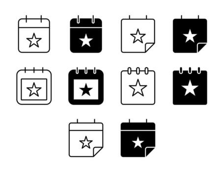 Event UI Icon Set Solid and Line Schedule Calendar Style Collection vector