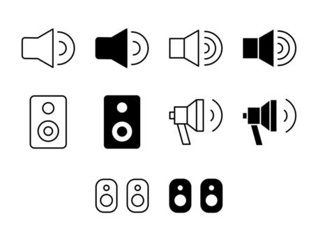 Speaker UI Icon Set Solid and Line Volume Audio Style Collection vector