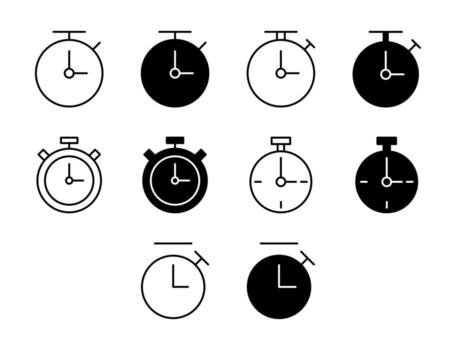 Stopwatch UI Icon Set Solid and Line Time Speed Style Collection vector