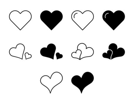 corazón ui icono conjunto sólido y línea favorito me gusta estilo colección vector