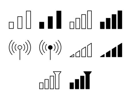 Signal UI Icon Set Solid and Line Wireless Connection Style Collection vector
