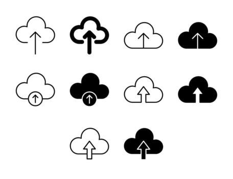 Cloud Upload UI Icon Set Solid and Line Transfer Storage Style Collection vector