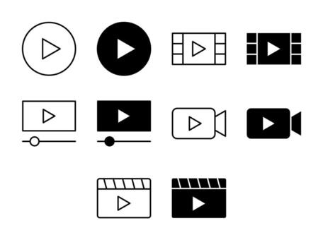 Media Player UI Icon Set Solid and Line Audio Style Collection vector