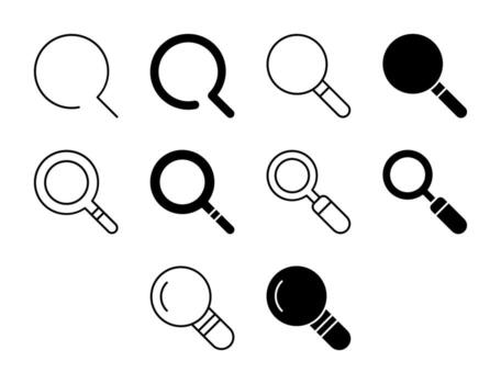 buscar ui icono conjunto sólido y línea aumentar Mira estilo colección vector