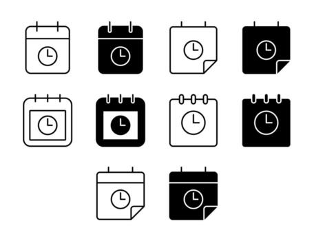 Deadline UI Icon Set Solid and Line Urgency Timer Style Collection vector