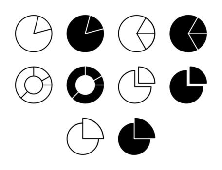 Chart Pie UI Icon Set Solid and Line Statistics Analytics Style Collection vector