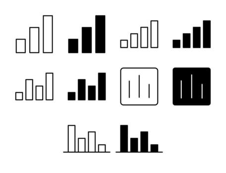 Chart Bar UI Icon Set Solid and Line Statistics Analytics Style Collection vector