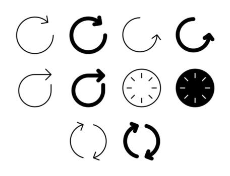 Reboot UI Icon Set Solid and Line Refresh Reload Style Collection vector