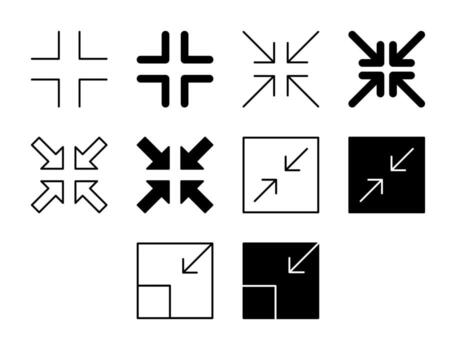 Exit Fullscreen UI Icon Set Solid and Line Shrink Window Style Collection vector