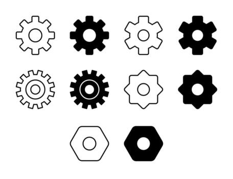 Settings UI Icon Set Solid and Line Gear Options Style Collection vector
