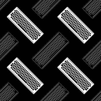 Computer Keyboard Icon Seamless Pattern Isolated on Black Background. PC Buttons. Part of Desktop. vector
