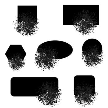 Square and Circle Destruction Shapes Isolated on White Background. Set of Banners. vector