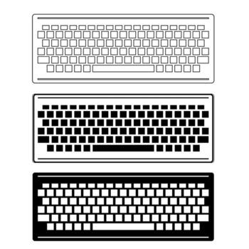 Computer Keyboard Icon Set Isolated on White Background. PC Buttons. Part of Desktop. vector