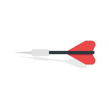 Red dart with white and black details is positioned horizontally on white background vector