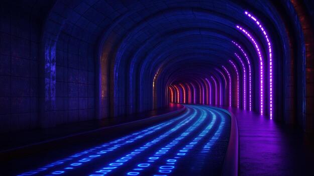 neón túnel con binario código ruta foto