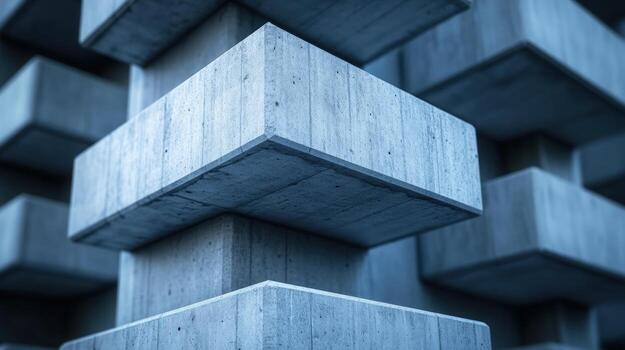 Abstract concrete blocks stacked in a geometric pattern photo