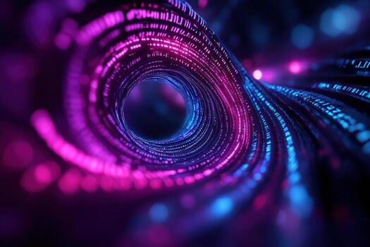 Digital code vortex, glowing, abstract background, tech concept photo
