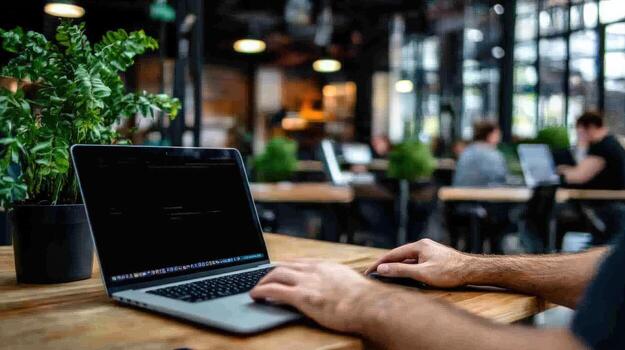 descifrador trabajos ordenador portátil café ocupado antecedentes foto