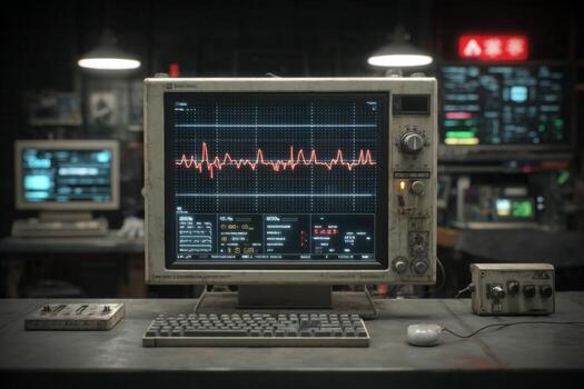 A computer with an electronic signal on it photo