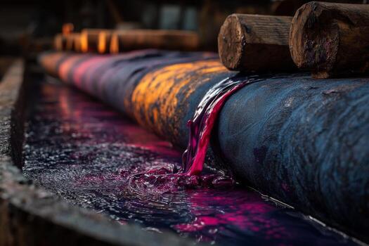 A pipe with purple liquid flowing through it photo