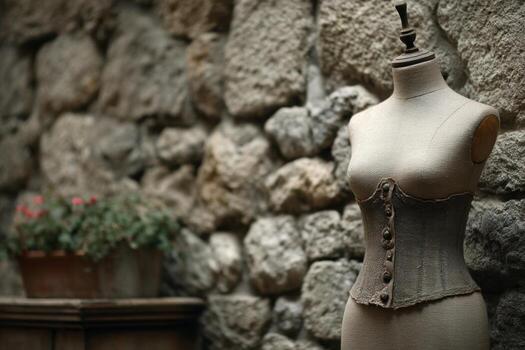 A corset is displayed on a mannequin photo