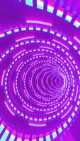 Abstract glowing violet tunnel with futuristic digital light patterns creating a sense of motion and depth video