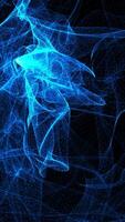 Abstract glowing blue wireframe waves, futuristic cyber mesh structure with luminous energy lines video