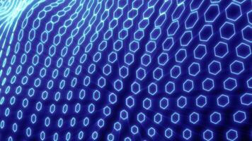 vibrante elétrico azul hexagonal malha com brilhando arestas, fluindo dinamicamente para representar avançado redes e conectividade video