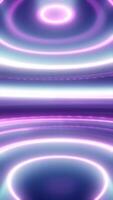 Abstract glowing purple and white concentric light rings creating futuristic wave patterns and reflections video