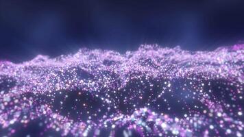 abstrato tolet e Rosa brilhando ponto ondas dentro uma suave fluindo padronizar sobre uma Sombrio digital fundo video