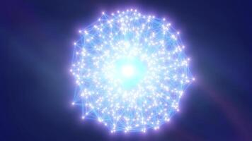 raggiante sferico digitale struttura con radiante centro, visualizzare complesso dati reti e energia flusso nel in profondità spazio stile video