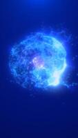 resumen brillante azul digital esfera con partícula efectos, simbolizando tecnología, datos, y futurista energía video