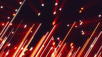 astratto rosso e bianca raggiante leggero sentieri in movimento diagonalmente su un' buio sfondo, la creazione di un' senso di velocità e energia video