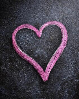Chalkboard with pink heart drawn in bright minimalist setup symbolizing love and education clean surface hyper realistic sharp photography image photo