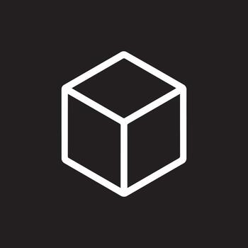 A sleek minimalist design of a perfect three dimensional cube outlined in pure white against a stark solid black background creating abstract simplicity vector