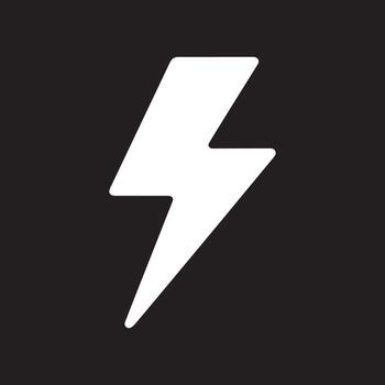 blanco relámpago tornillo símbolo en negro fondo significando energía y rapidez vector