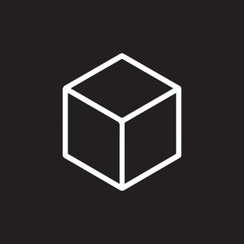 Abstract three dimensional cube outline minimalist design element for tech or building concepts vector