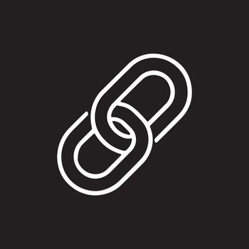 Stylized White Outline of Interconnected Chain Links on Dark Background vector
