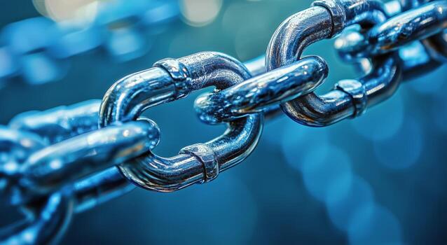 Close-up View of Metal Chain Links Glistening in Bright Light During Daylight Hours photo